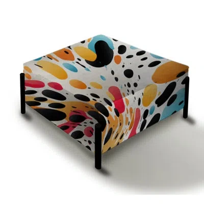 Design Art Multicolor Leopard Urban - Geometric Large Square Ottoman In Multi-color