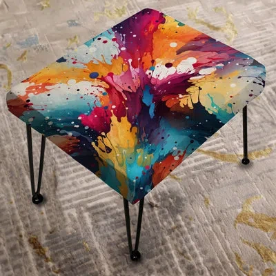Design Art Multicolor Paint Splatter Swirl Harmony - Abstract Rectangle Ottoman In Multi-color