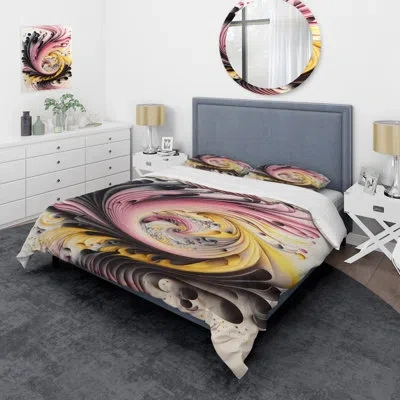 Design Art Multi-color Paint Swirl I Beddingmicrofiber / Polyester Duvet Cover Set In Yellow;pink