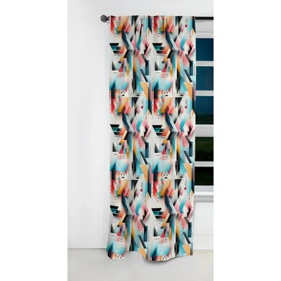 Design Art Multicolor Pastel Color Geometric Fusion - Abstract Geometric Blackout Curtain - 1 Panels In Multi-color