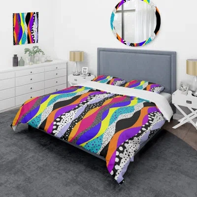 Design Art Multicolor Poly Patchwork - Abstract Duvet Cover Set - Microfiber Polyester