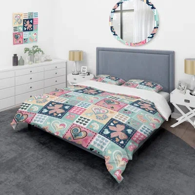Design Art Multicolor Romantic Patchwork - Abstract Duvet Cover Set - Microfiber Polyester