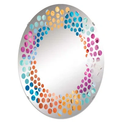 Design Art Multicolor Umbrellas Modern Photo - Polka Dot Wall Mirror|oval In Blue;black;green;gray;white;red;yellow;p