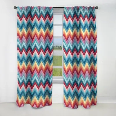 Design Art Multicolor Urban Geometry Chevron Pattern - Chevron Curtain - Blackout Curtain - 1 Panels In Pink