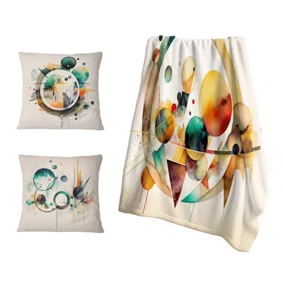 Design Art Multi-color Watercolor Geometric Art Iv - Abstract Geometric In Green;orange