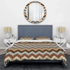 Design Art Multicolor Zigzag Patchwork - Patterned Duvet Cover Set In Brown