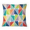 Design Art Multicolored Triangle Pattern - Patterned Printed Throw Pillow In Blue;black;brown;green;red;yellow