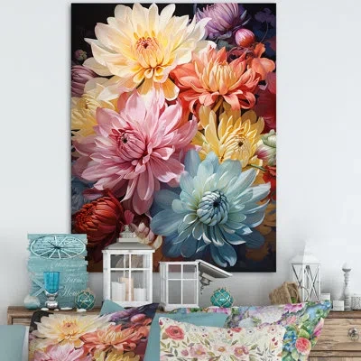 Design Art Mums With Their Characteristic Curved Stems I On Canvas Print In Wrapped Canvas