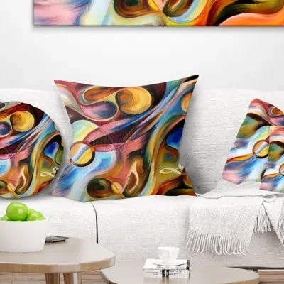 Design Art Music Beyond The Frames - Abstract Printed Throw Pillow In Green;yellow