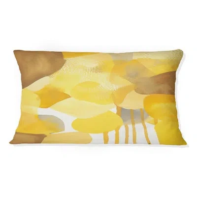 Design Art Mustard Yellow Dreams Retro Watercolor Iv - Abstract Midcentury Printed Throw Pillow