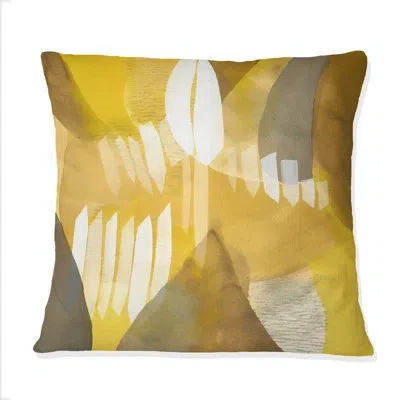 Design Art Mustard Yellow Dreams Retro Watercolor Vi - Abstract Midcentury Printed Throw Pillow