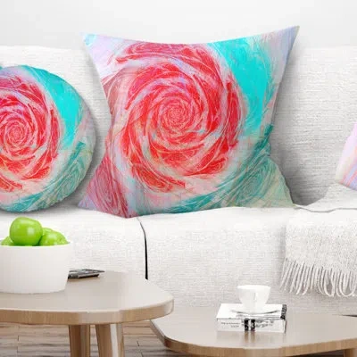 Design Art Mysterious Abstract Rose - Floral Printed Pillow In Blue;black;brown;green;red;yellow