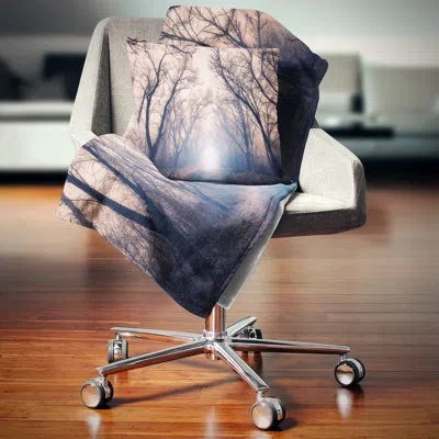 Design Art Mysterious Sunlight In Forest Landscape Photo Pillow In Blue