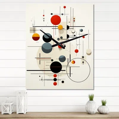 Design Art Mystery Source Codes Minimal Geometry Ii - Modern Geometric Very Large Wall Clocks In White;red