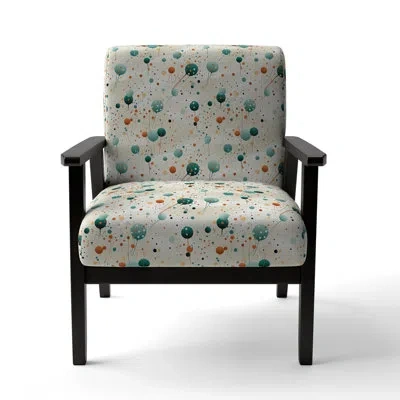 Design Art Mystic Enchantment Polka Dots Pattern - Upholstered Modern Arm Chair In Blue
