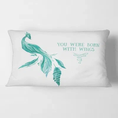 Design Art Mystic Mint Bird You Were Born With Wings Rectangular Pillow Cover & Insert