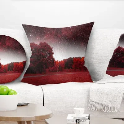 Design Art Mystical Red Spring Night - Landscape Printed Pillow