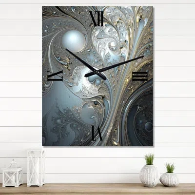 Design Art Mystical Universe In Mysterious Blue And I - Fractals Wall Clock Oversized