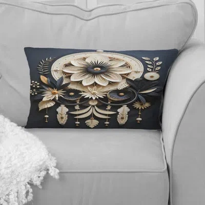 Design Art Native American Dream Catcher I - Native American Art Printed Throw Pillow In Black;cream