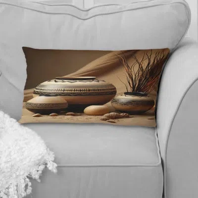 Design Art Native Art Pottery Serenity Ii - Native American Art Printed Pillow In Brown;beige