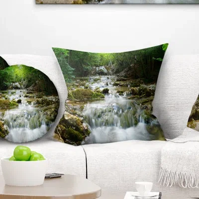 Design Art Natural Spring Waterfall - Landscape Printed Pillow