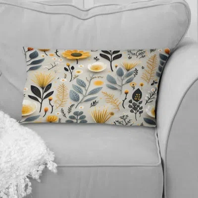 Design Art Nature's Exquisite Floral Collage Ii - Floral Printed Pillow In Gray;yellow