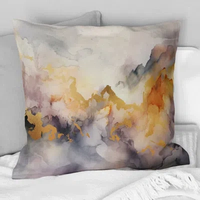 Design Art Nature's Nordic Beauty I - Scandinavian Printed Throw Pillow In Gray;gold