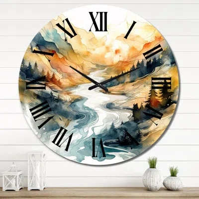 Design Art Nature's Nordic Beauty Iii Metal Wall Clock In Yellow