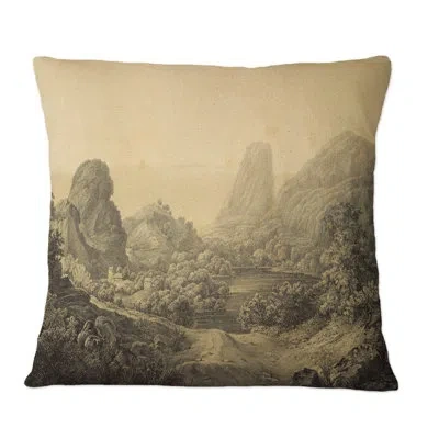 Design Art Nature Of South America Old Image V - Traditional Printed Throw Pillow In Black;white