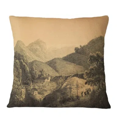 Design Art Nature Of South America Old Image Vi - Traditional Printed Throw Pillow In Black;white