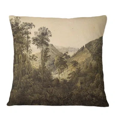 Design Art Nature Of South America Old Image Viii - Traditional Printed Throw Pillow In Black;white