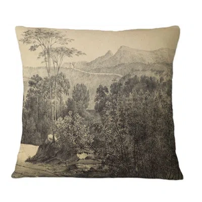 Design Art Nature Of South America Old Image X - Traditional Printed Throw Pillow In Black;white