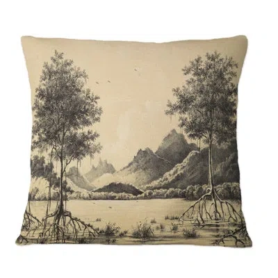 Design Art Nature Of South America Old Image Xi - Traditional Printed Throw Pillow In Black;white