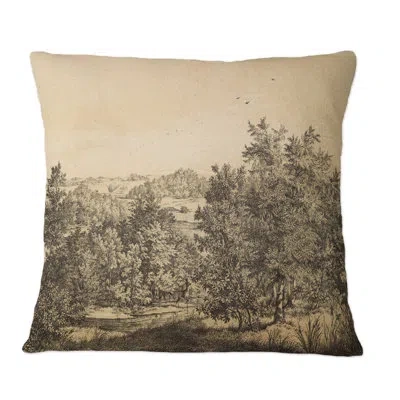 Design Art Nature Of South America Old Image Xii - Traditional Printed Throw Pillow In Black;white