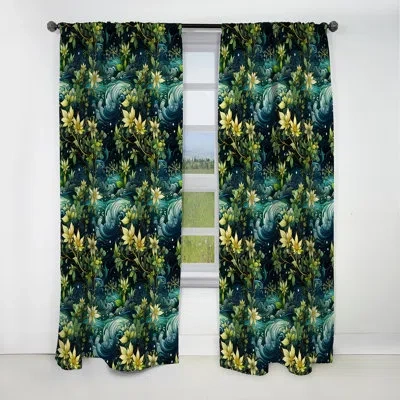Design Art Natures Meditation Mediation I - Floral Curtain - Blackout Floral Curtain - 1 Panels In Green