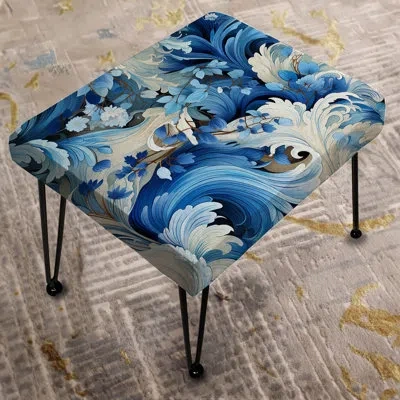 Design Art Nautical Allure Paisley Pattern Vi - Paisley Rectangle Ottoman In Blue;white