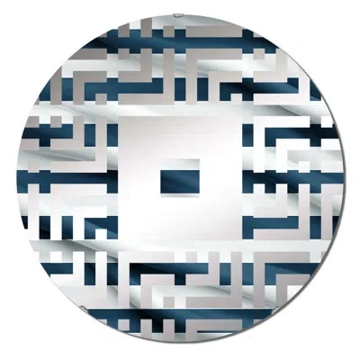 Design Art Nautical Blue Stripes Coastal Pattern - Square Wall Mirror