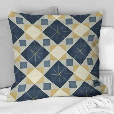 Design Art Navy Blue Gingham Print Ii - Modern Throw Pillow In Blue;navy