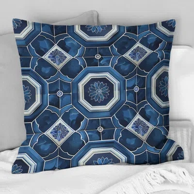 Design Art Navy Blue Midcentury I - Midcentury Throw Pillow In Blue;navy