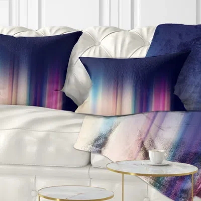 Design Art Neon Blue Abstract Lines - Abstract Printed Pillow