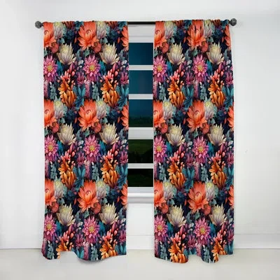 Design Art Neon Botany Botanical Pattern - Bohemian Velvet Curtain - Room Darkening - 1 Panel In Multi-color