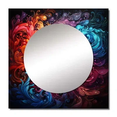 Design Art Neon Spin Ii - Abstract Spirals Square Mirror Wall Decor For Bedroom In Blue;black;green;gray;white;red;yellow;p