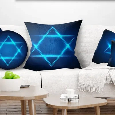 Design Art Neon Star Of David - Abstract Printed Pillow