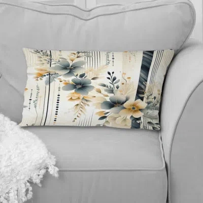 Design Art Neutral Greys Flowers Accents - Throw Pillowabstract Coral Reef Multicolor Azure - Throw Pillow In White;beige