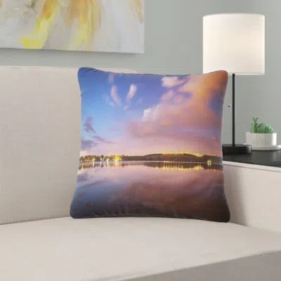 Design Art Night Sky Over River With Clouds - Landscape Printed Pillow