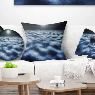 Design Art Night With Fool Moon In Sky - Landscape Printed Pillow In Gray