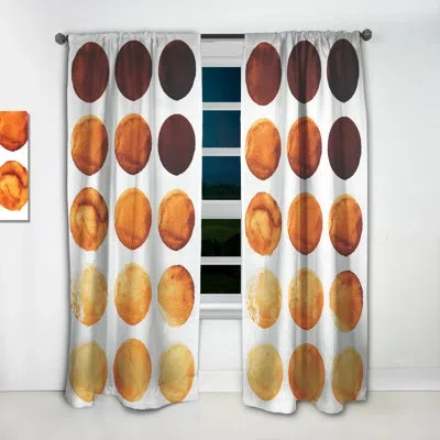 Design Art Nine Circles In Shades Of Orange And Brown Iii - Modern Velvet Curtain - Room Darkening - 1 Panel
