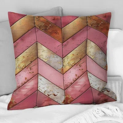 Design Art No Pattern - Midcentury Throw Pillow In Pink;gold