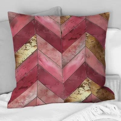 Design Art No Pattern - Midcentury Throw Pillow In Pink;gold