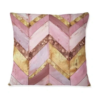 Design Art No Pattern - Midcentury Throw Pillow In Pink;gold